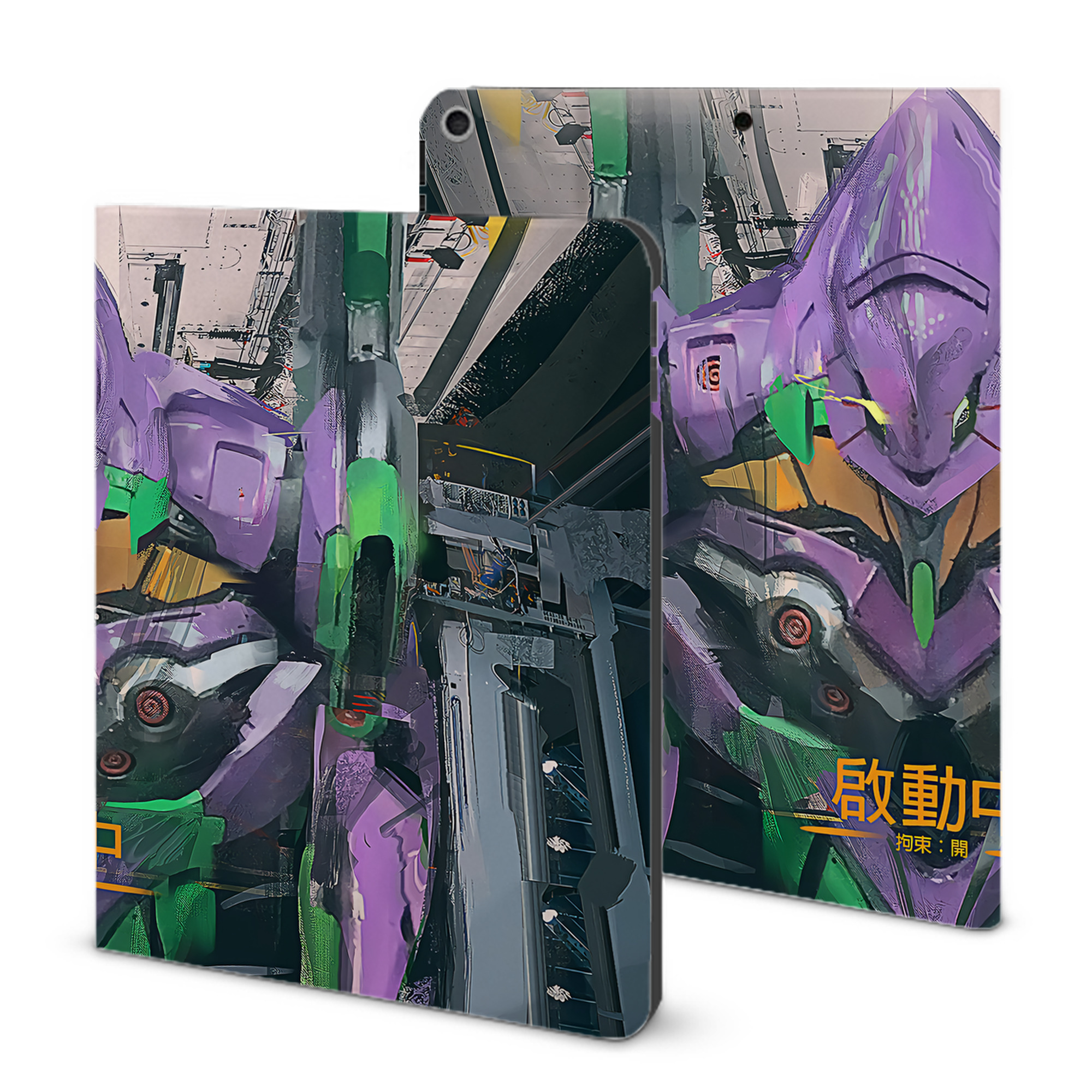 （画像用） EVA 新世紀エヴァンゲリオン IPad ケース ブック型 PUレザー TPU 耐衝撃 軽量 薄型 ペン収納なし 全面保護 IPad 各モデル対応